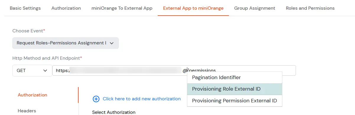 Roles and Permissions APIs: Select Event Type as Import Roles and Permissions Assignment Request