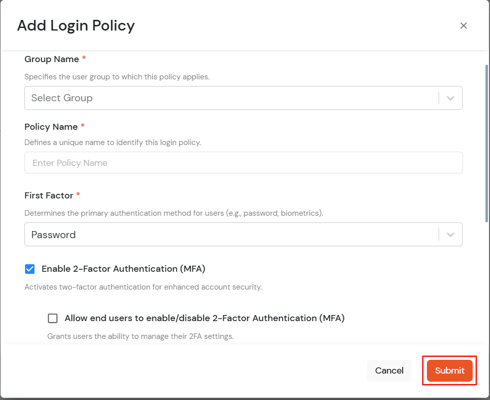 Add Login Policy for RDWeb 2FA/MFA