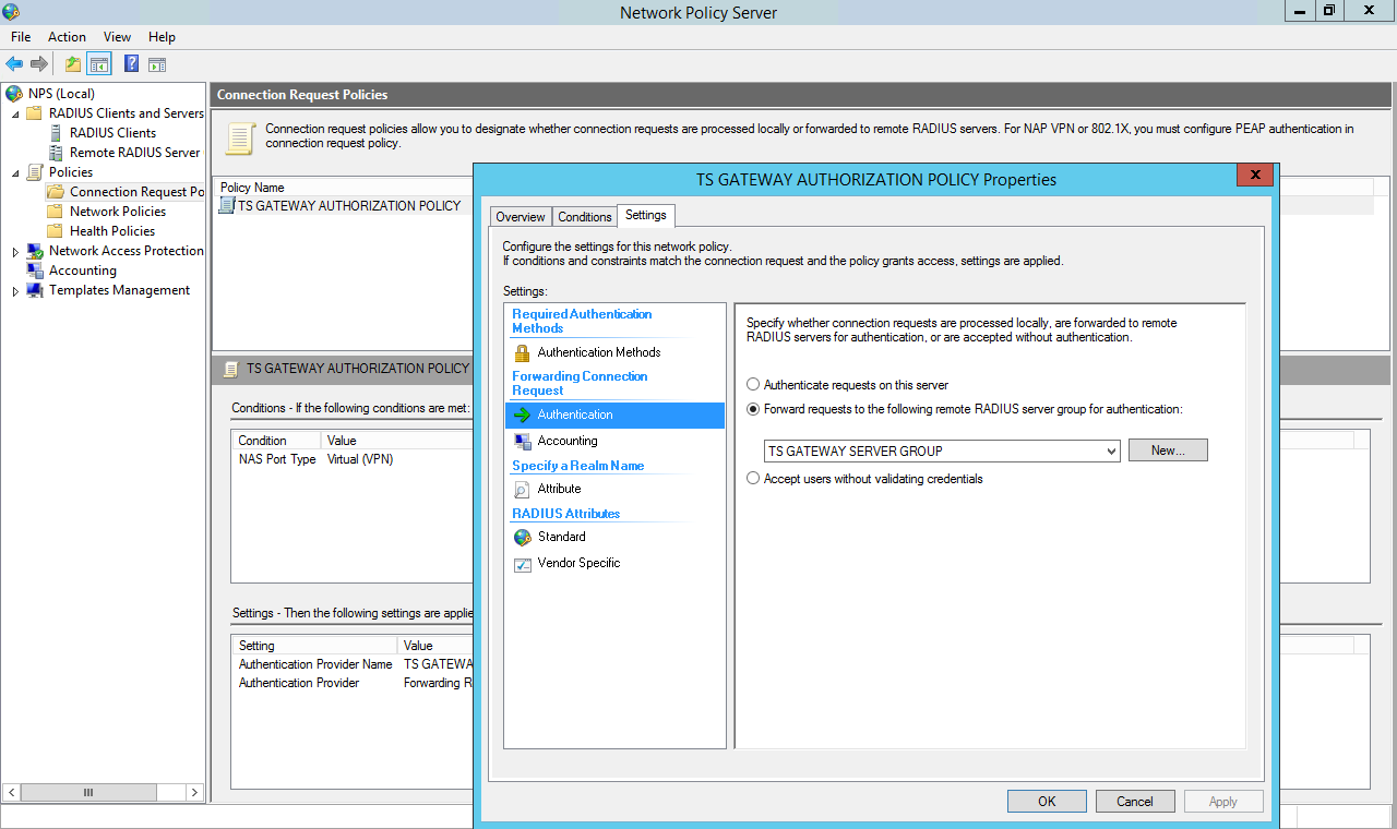 Remote Desktop (RD) Gateway Two-factor authentication (2FA/MFA) nps-crp forward