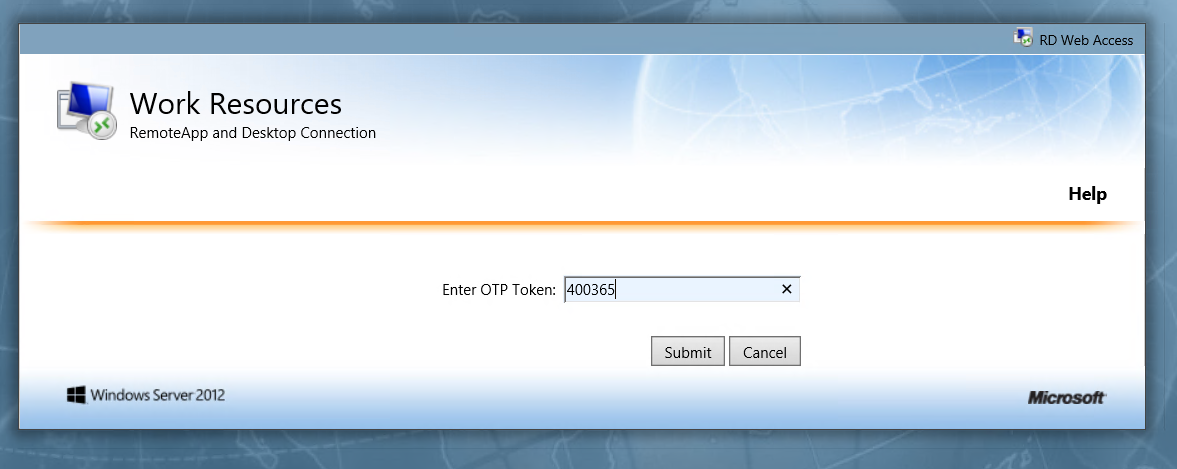 Multi-factor authentication (MFA) for Remote Desktop Web Access (RD Web) OTP