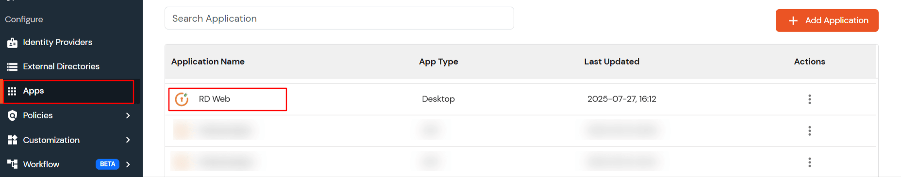 Copy API application name to setup 2FA