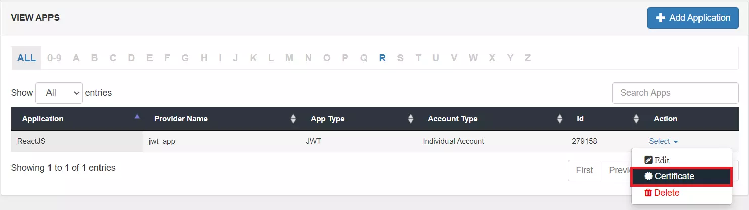 React Single Sign-On SSO certificate
