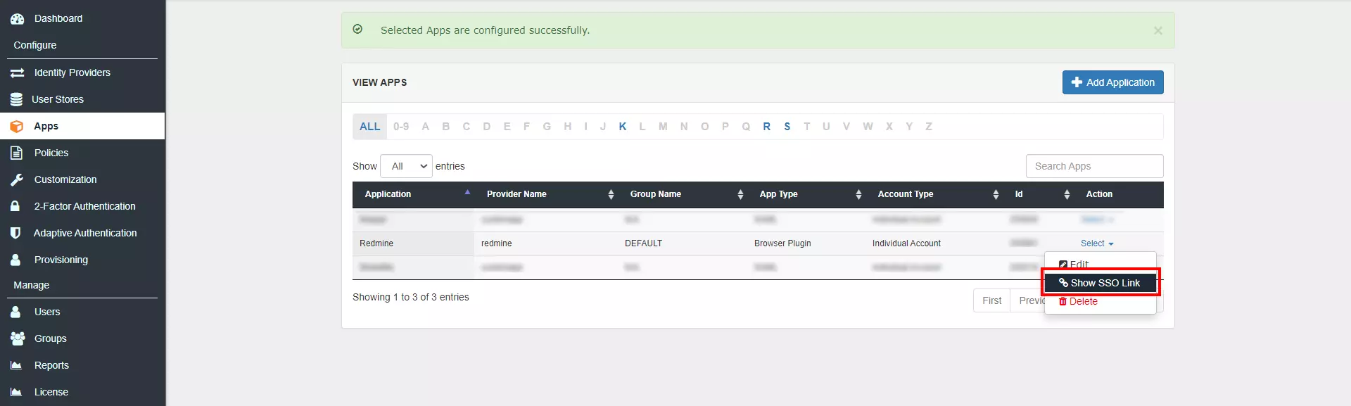 Redmine Single Sign On (sso) application link