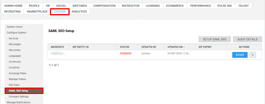 Saba Single Sign On (sso) saml setup