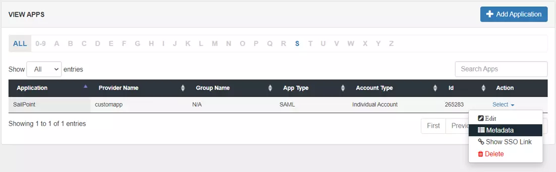 SailPoint Single Sign-On (sso) Select Metadata