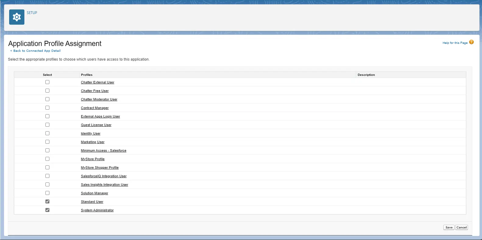 Configuring Salesforce as IdP : Add profile setup Salesforce saml