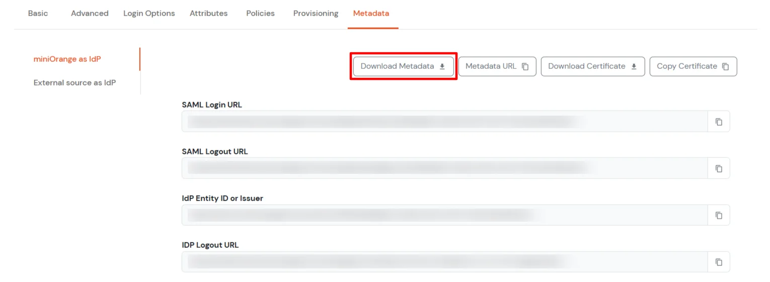 Configure Salesforce SSO: Download Metadata