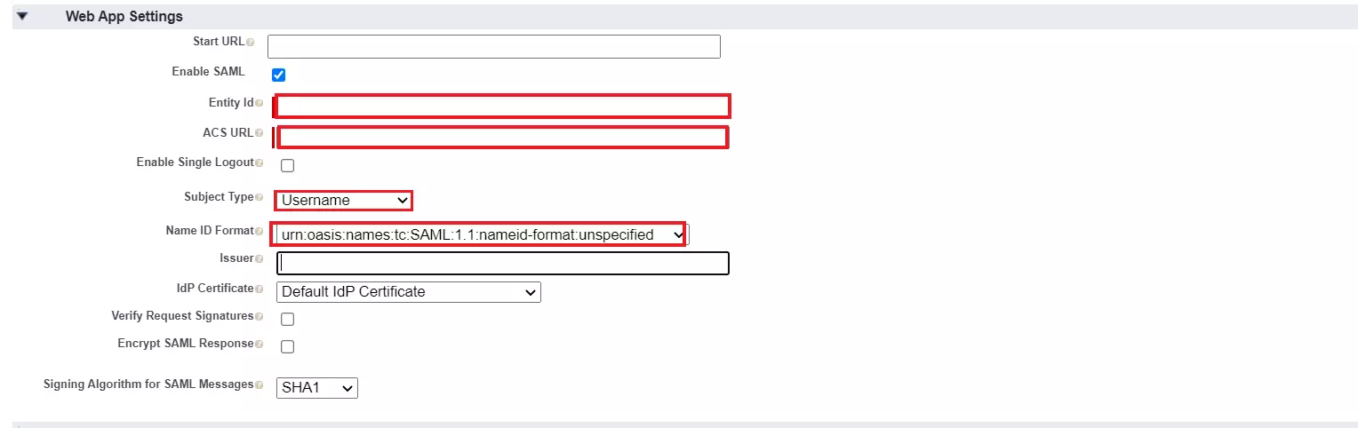 Configuring Salesforce as IdP : Salesforce saml Fill connected apps details