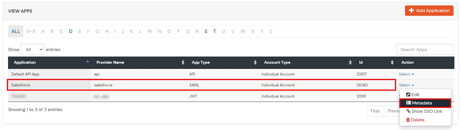 Salesforce SSO (Single Sign-On) Select Metadata for SAML
