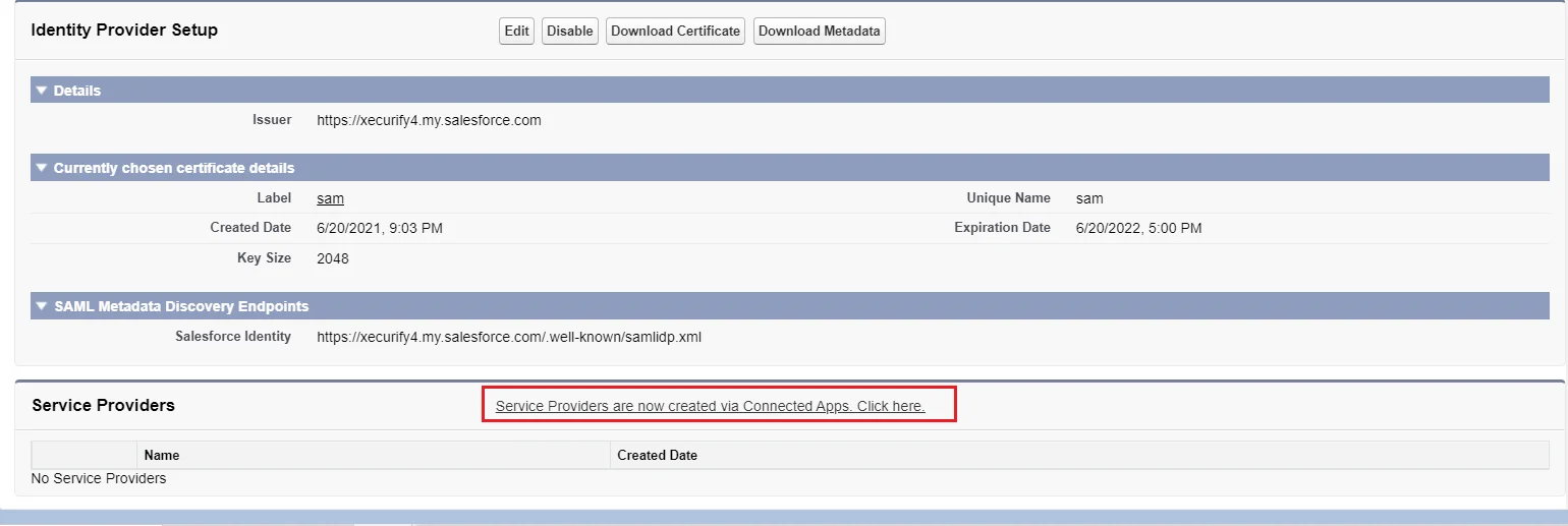 Configuring Salesforce as IdP : Link yur app as service provider in Salesforce saml