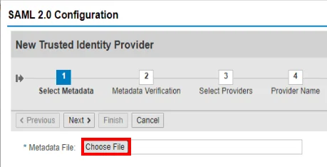 Set up SAP Fiori Single Sign-On (sso): Add miniOrange as a Trusted Provider (Identity Provider) in SAP Fiori (Select metadata) 
