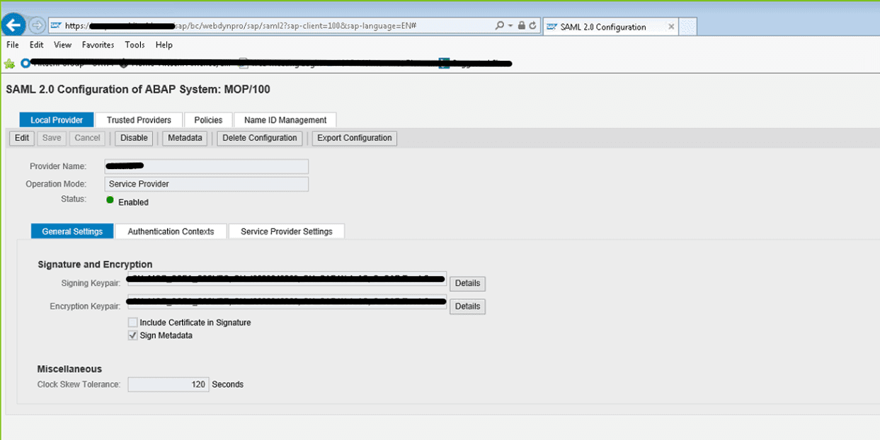 SAP NetWeaver Single Sign On SSO Choose Default Settings