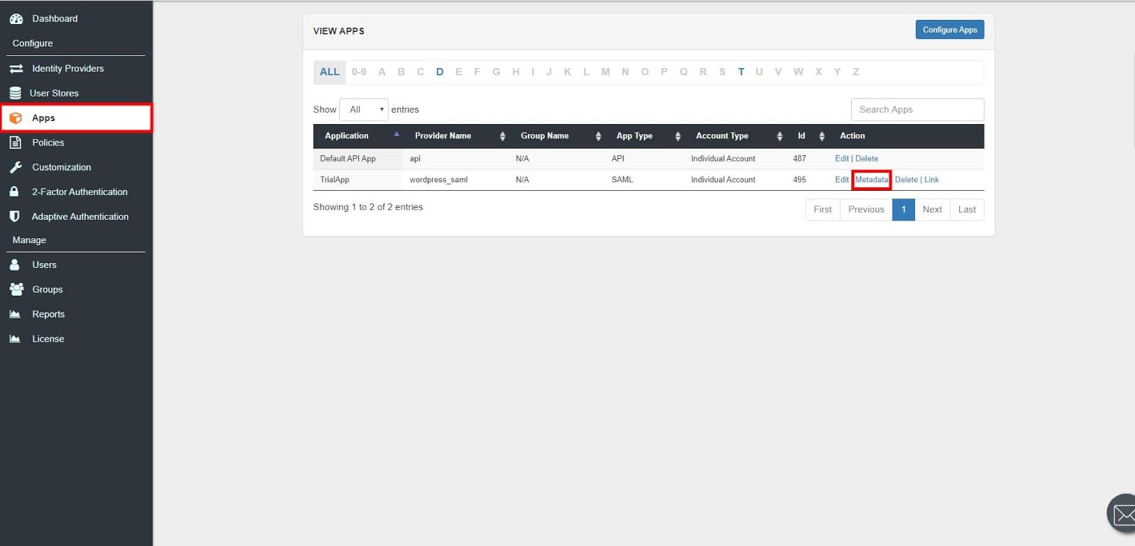 SAP NetWeaver Single Sign On SSO locate the app.