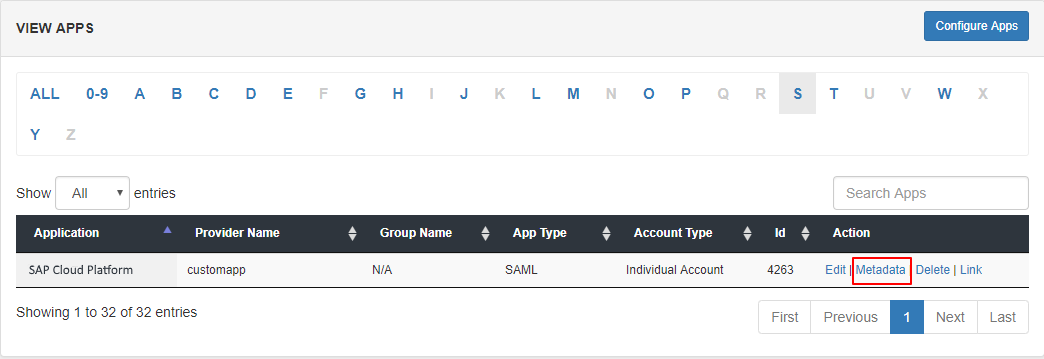 sap metadata link