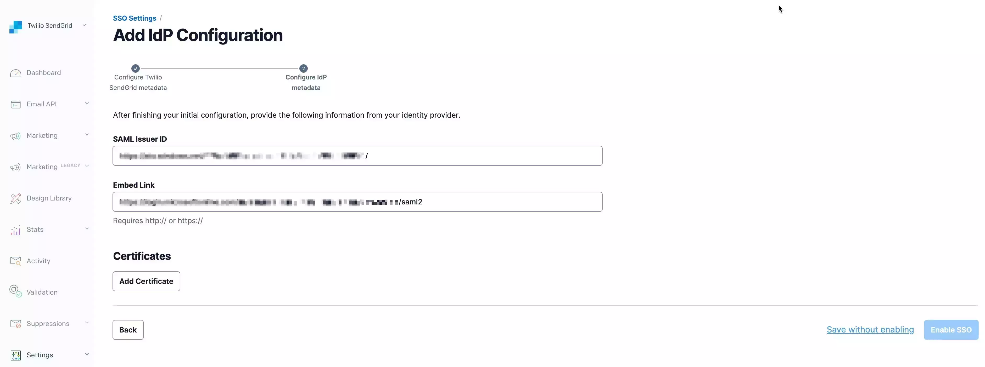 SendGrid Single Sign-On (sso)