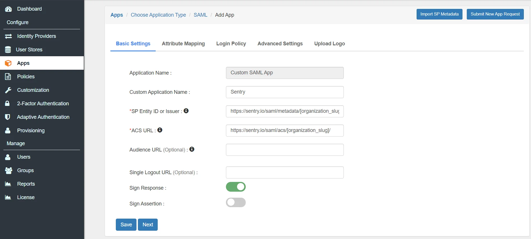 Sentry Single Sign On (sso) Add IDP