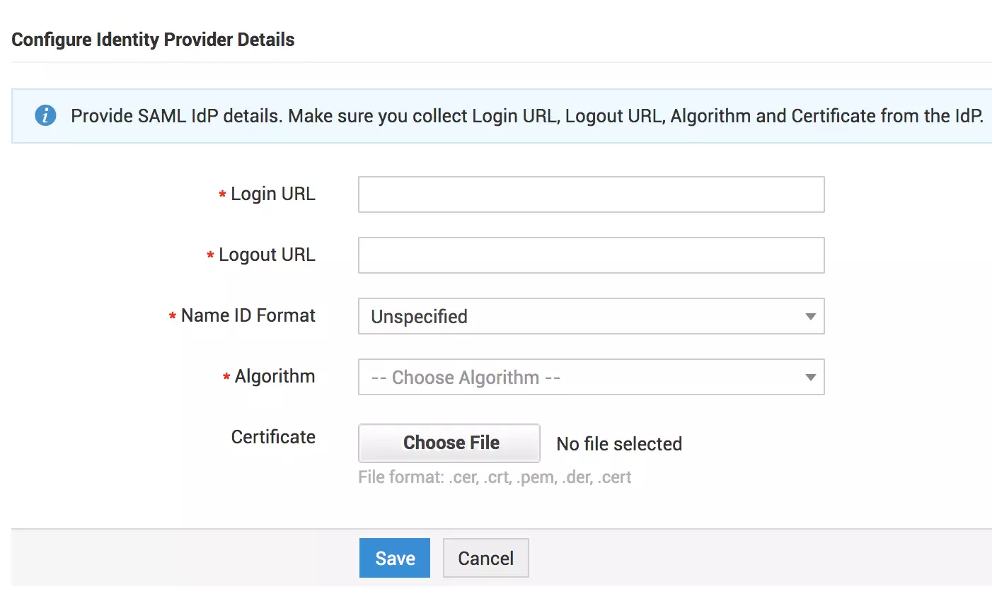 ManageEngine ServiceDesk Plus SAML Single Sign-On (sso) IDP details