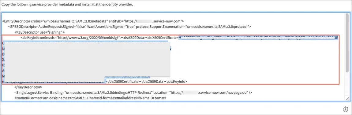 ServiceNow MFA save certificate value