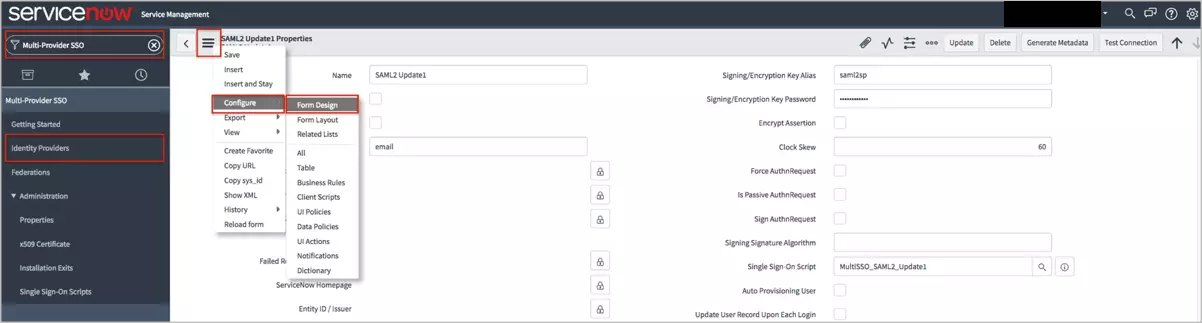 ServiceNow MFA configuration