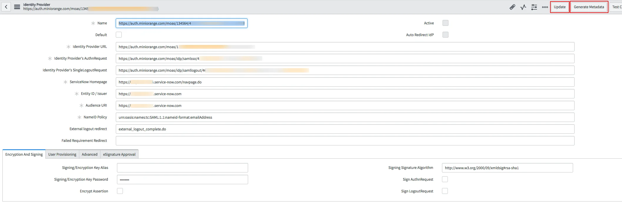 ServiceNow SSO: update user record