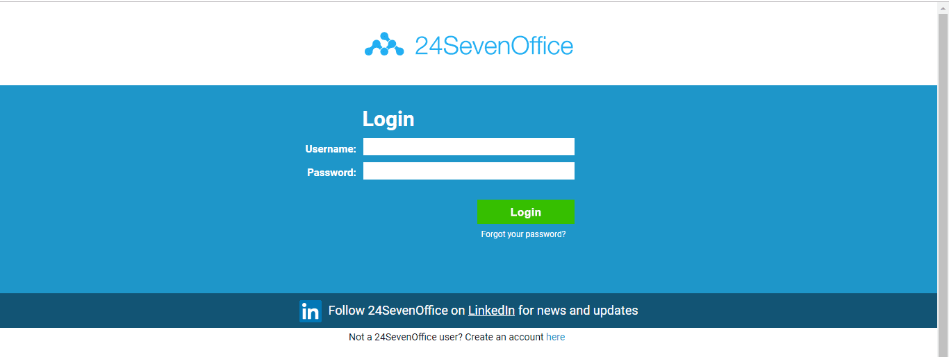 24 Seven Office Single Sign-On (sso) user login page 