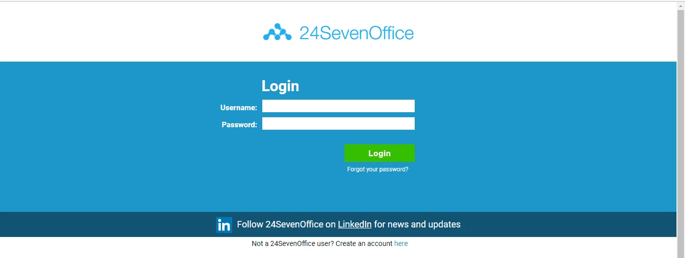 24SevenOffice Single Sign-On (sso) user login page