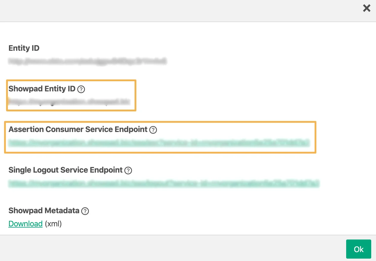 Showpad Single Sign-On (SSO) using miniOrange - sp entity id and acs url