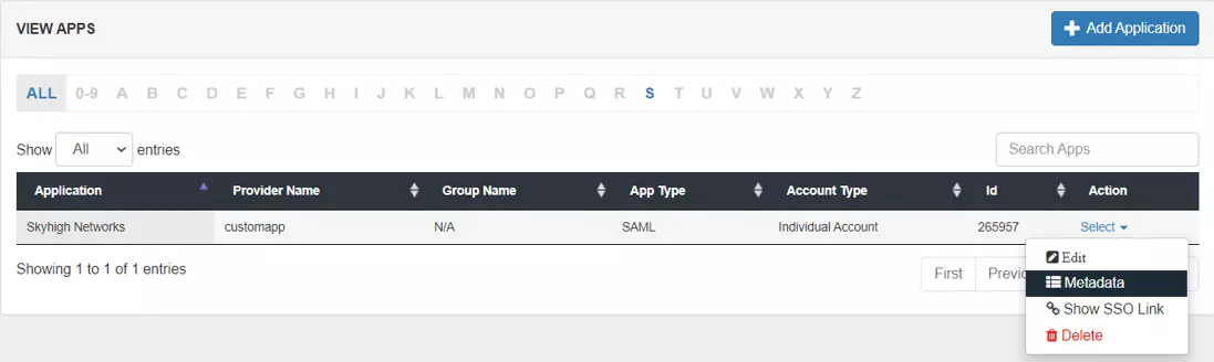 Skyhigh Networks Single Sign-On (sso) Select Metadata