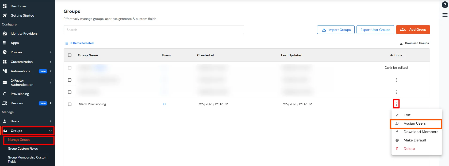 Slack SCIM user provisioning - assign users to group for Slack sync