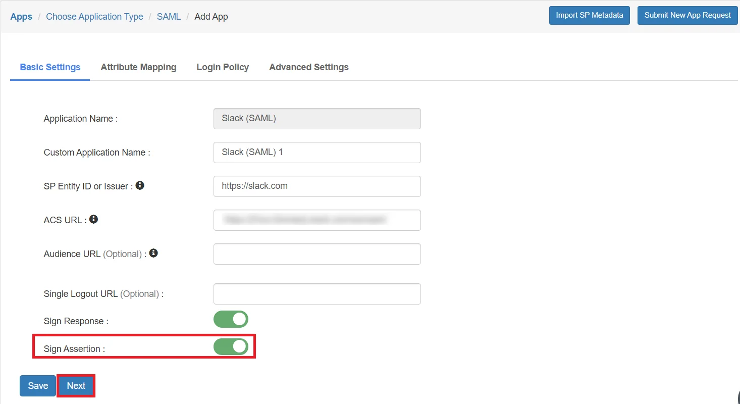 Slack IP Restriction: Add IdP basic settings