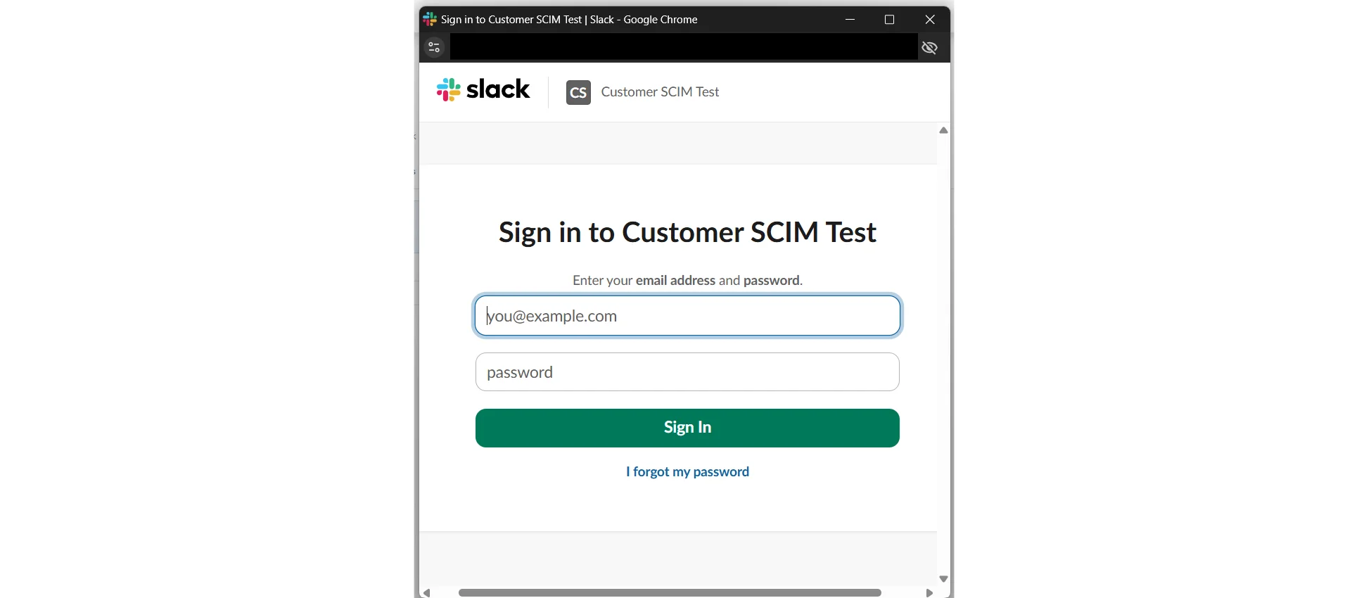 Slack SCIM Provisioning setup - sign in with Slack workspace admin account