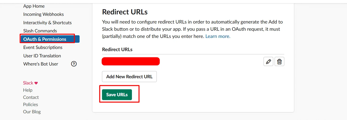 Slack as an IDP: Save Redirect URL