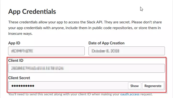 Slack as IDP: Slack Clent ID and Slack Secret