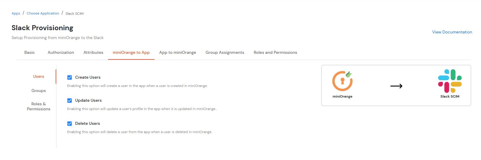 Slack SCIM Provisioning - enable user create update and delete from miniOrange to Slack