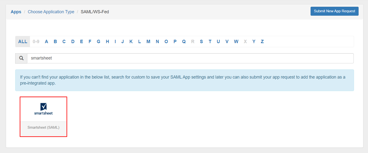 Smartsheet Single Sign-On (SSO) manage apps