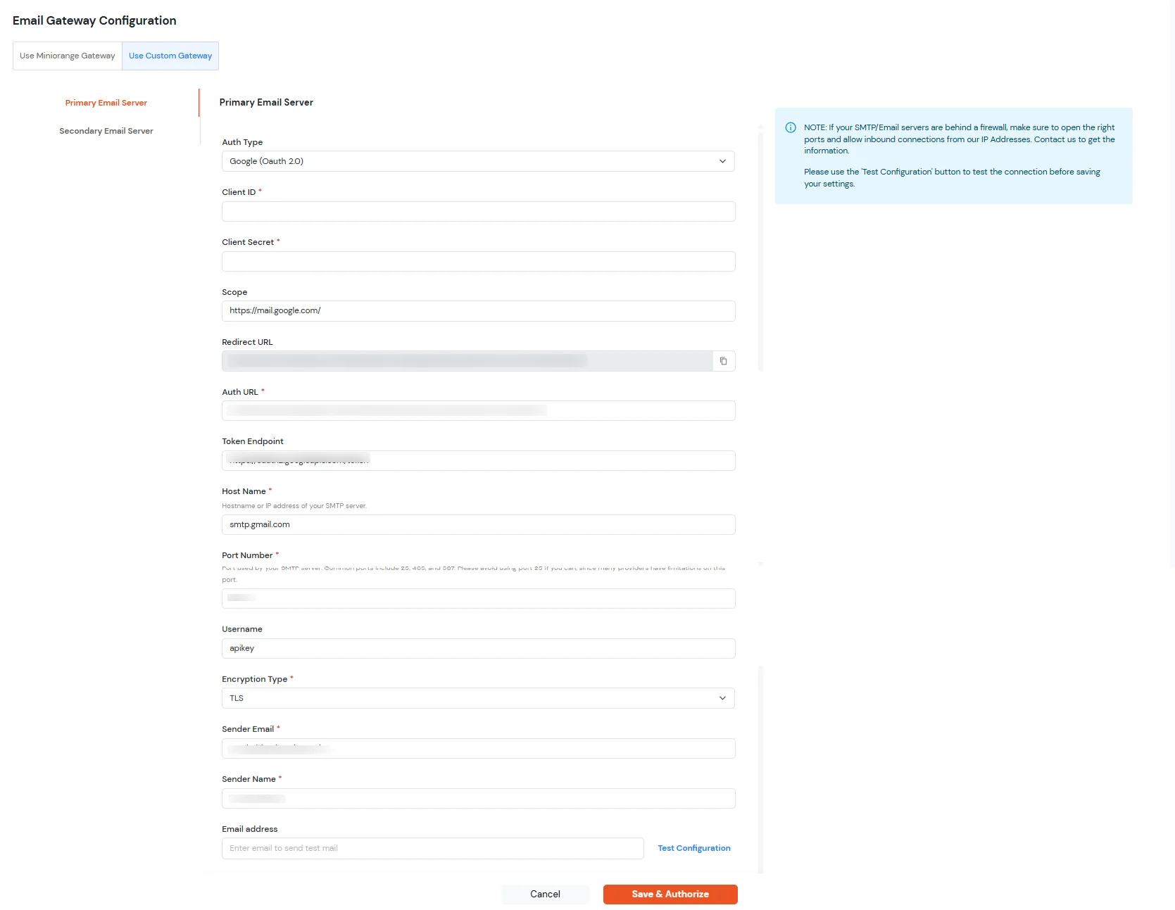 Use Custom Gateway Configuration
