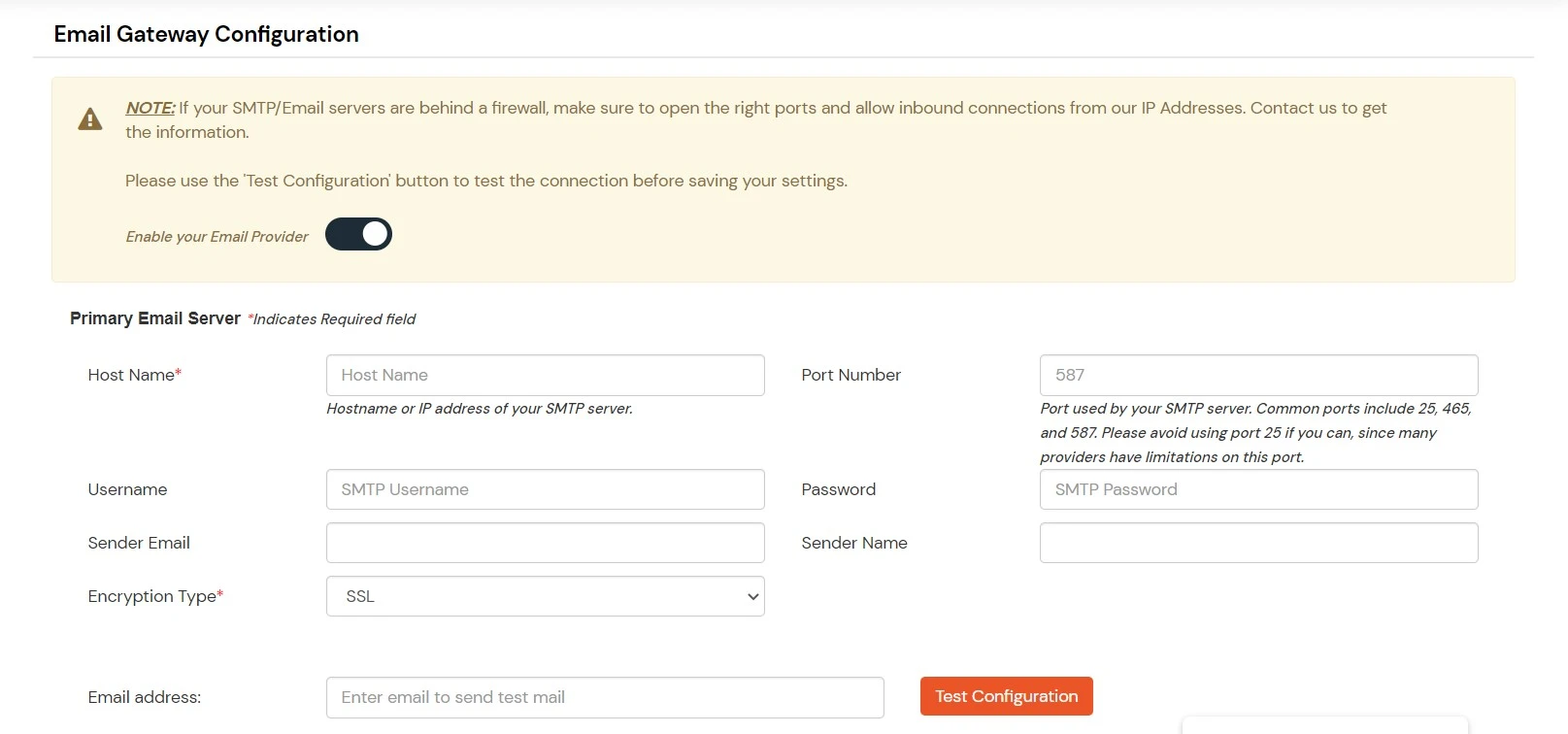 Mailtrap as dummy Gateway configuration