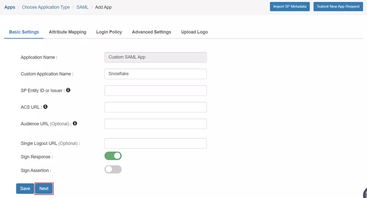 Snowflake Federated Single Sign-On (SSO) Authentication Add App