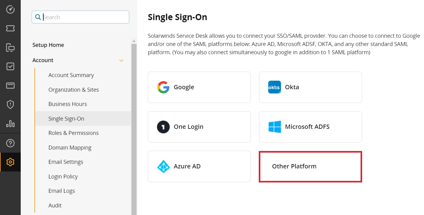 Solarwinds Single Sign-On (sso) setup single sign-on