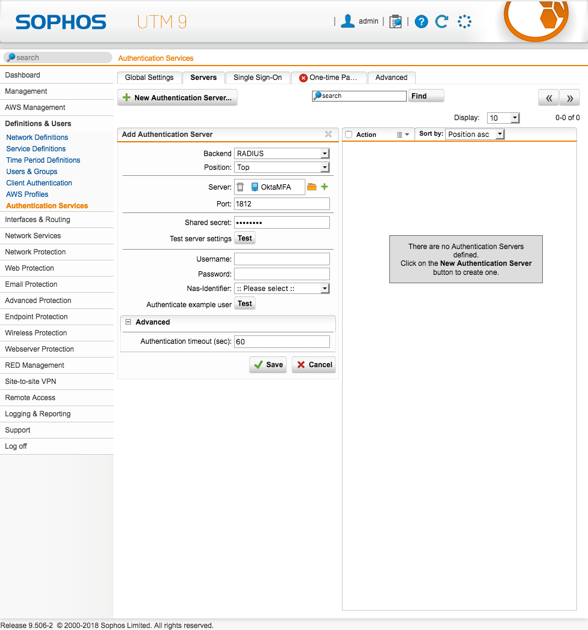 Two-Factor Authentication (2FA/MFA) for Sophos UTM : Web Admin Console