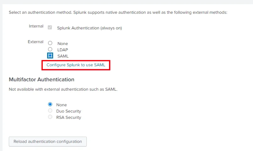 Splunk Single Sign-On (sso) Configurations: Configure Splunk