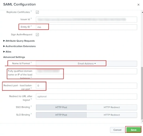 Splunk Single Sign-On (sso) Configurations: General settings