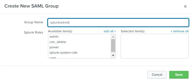 Configure Splunk Enterprise SAML Single Sign-On (SSO) configuration idp