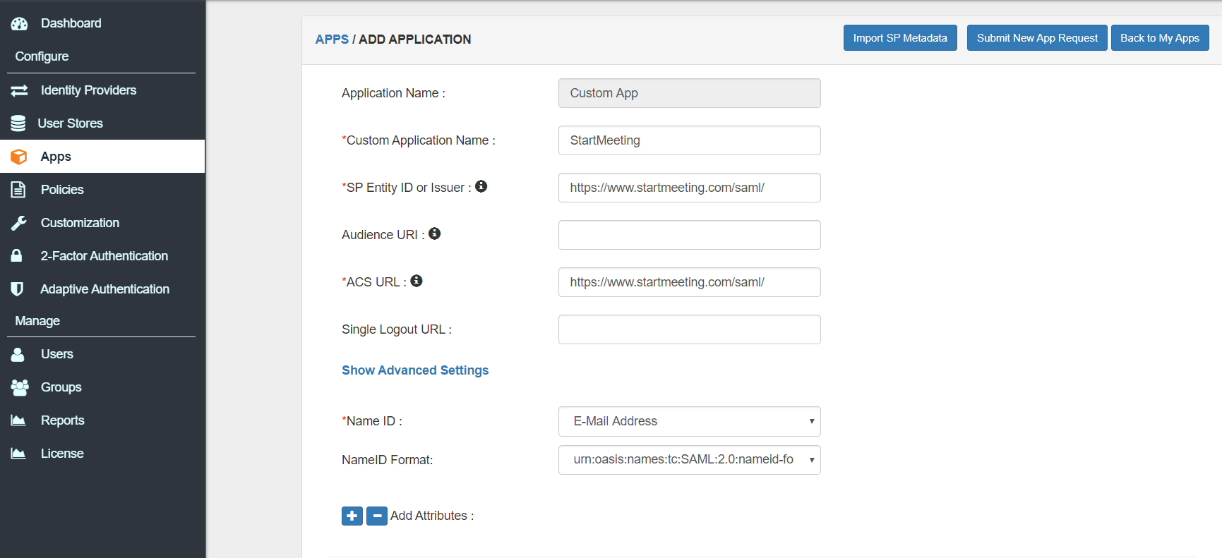 StartMeeting Two Factor Authentication (2FA) configuration