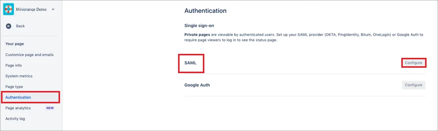 StatusPage Single Sign On (sso) Admin Dashboard Set up SSO