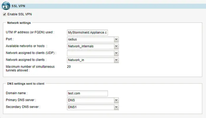 Two-factor authentication (2FA) for Stormshield VPN : Radius Configuration