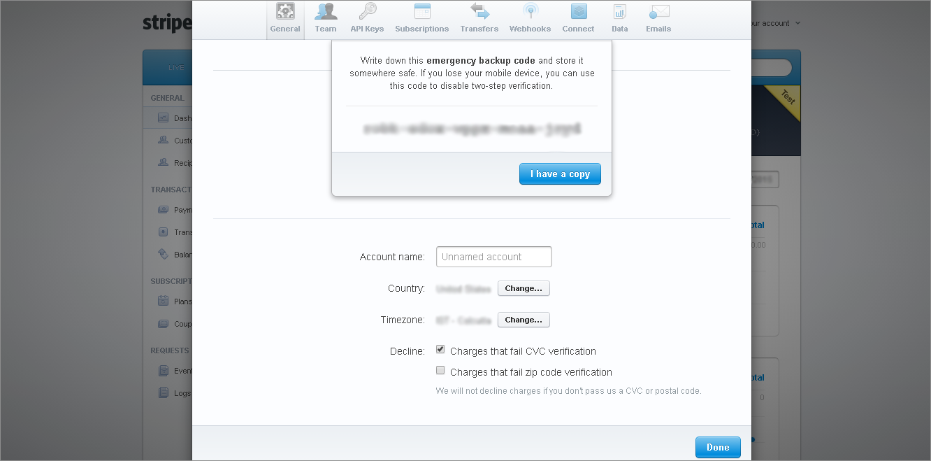 stripe 2 factor authentication