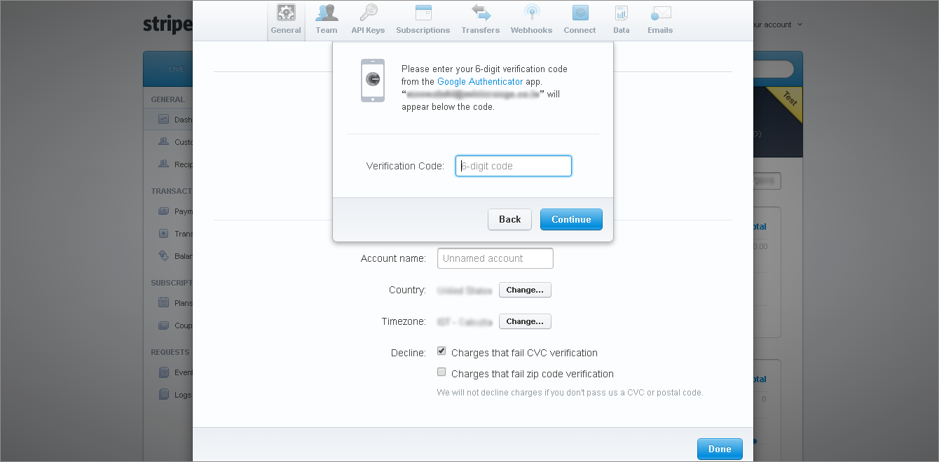 stripe 2 factor authentication