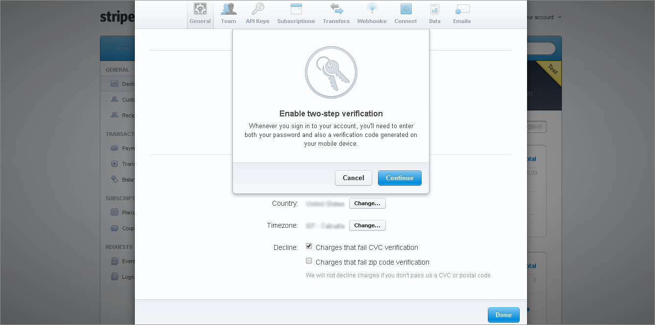stripe 2 factor authentication