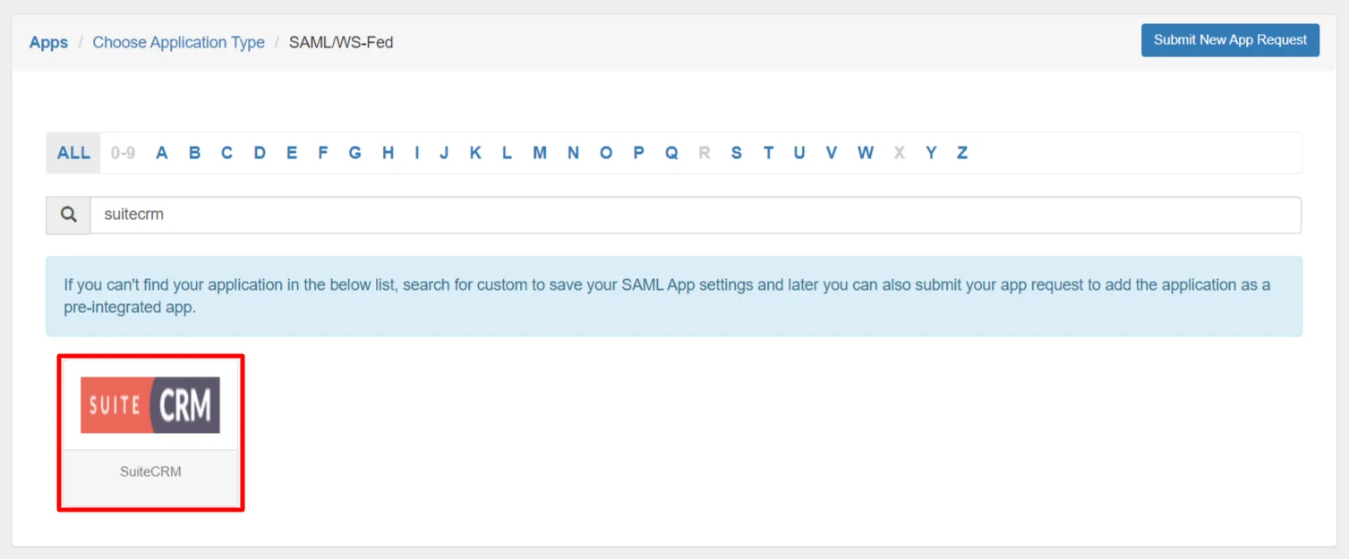 SuiteCRM Single Sign-On (SSO) manage apps